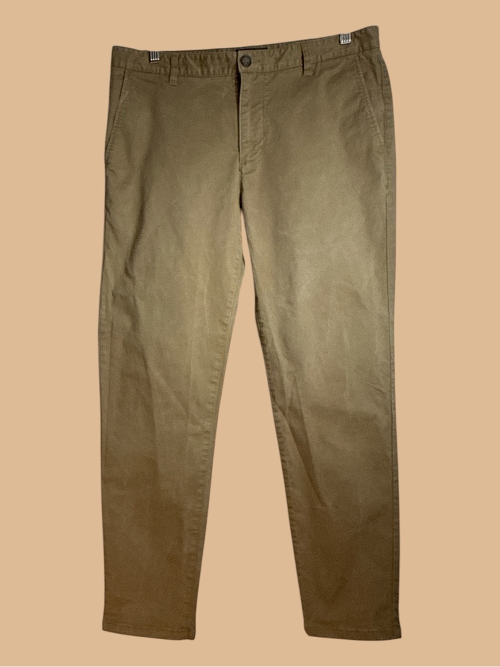 Under 5’ 10” Chino Casual Slacks Almond Tan 33 x 28 - Fits like 32 Waist - Picture 2 of 8
